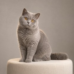 Portrait illustratif d’un chat gris aux yeux ambrés