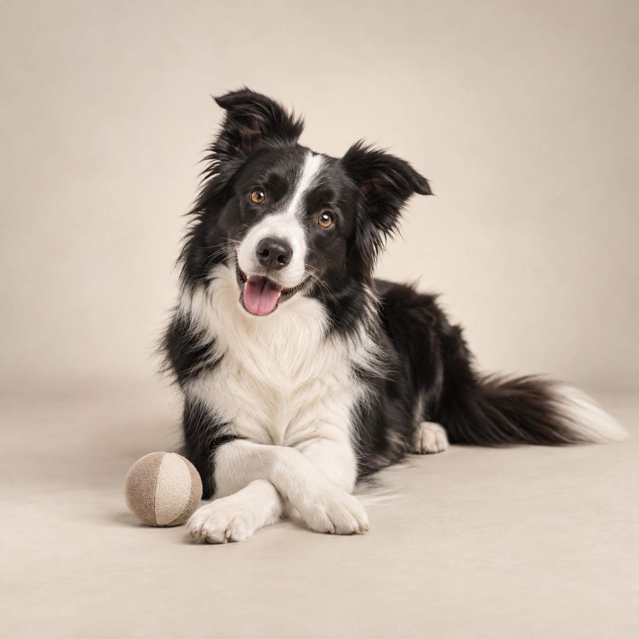 Portrait illustratif d’un border collie et de sa balle