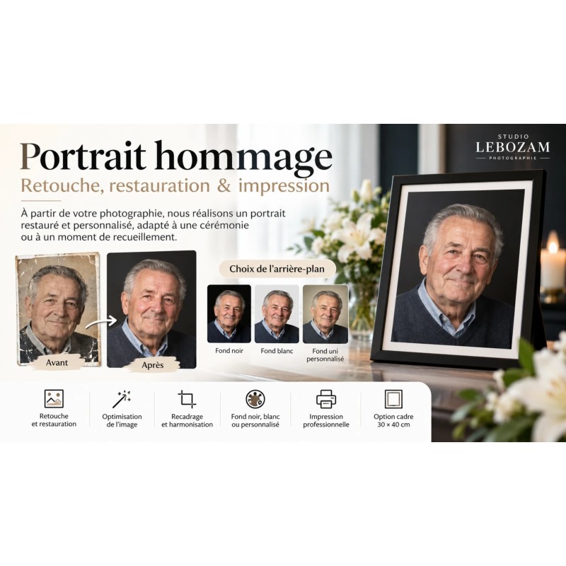 Portrait hommage & restauration photo | Studio Lebozam