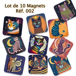 Lot de 10 magnets de créateur,  série 002 Les Chats,