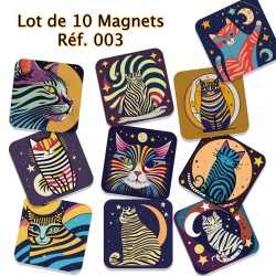 Lot de 10 magnets de créateur,  série 003 Les Chats,