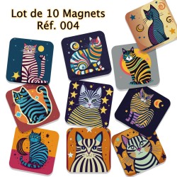 Lot de 10 magnets de créateur,  série 004 Les Chats,