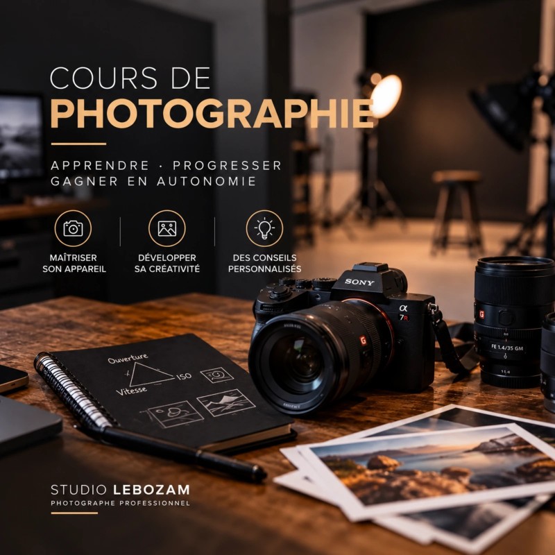 Visuel officiel de la fiche Cours photo · débutant · 1 h 30 — Studio Lebozam