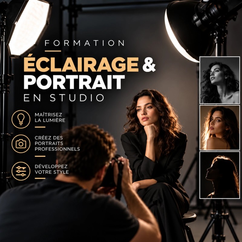 Photographie principale de la fiche produit PrestaShop – Éclairage & portrait studio – Studio Lebozam