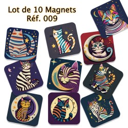 Lot de 10 magnets de créateur,  série 009 Les Chats,