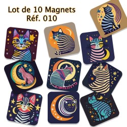 Lot de 10 magnets de créateur,  série 010 Les Chats,