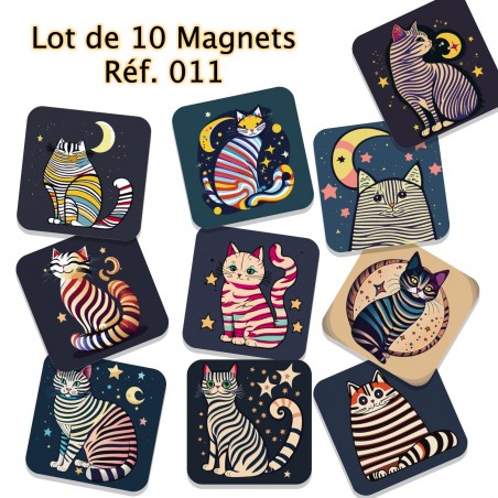 Lot de 10 magnets de créateur,  série 011 Les Chats,