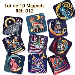 Lot de 10 magnets de créateur,  série 012 Les Chats,