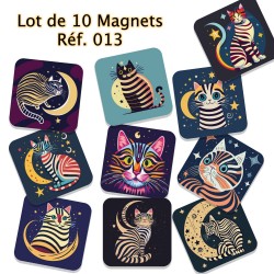Lot de 10 magnets de créateur,  série 013 Les Chats,