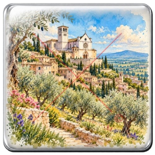 Assise Basilique et oliviers